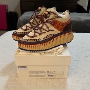 Chloe Kids' Beige and Orange Sneakers
